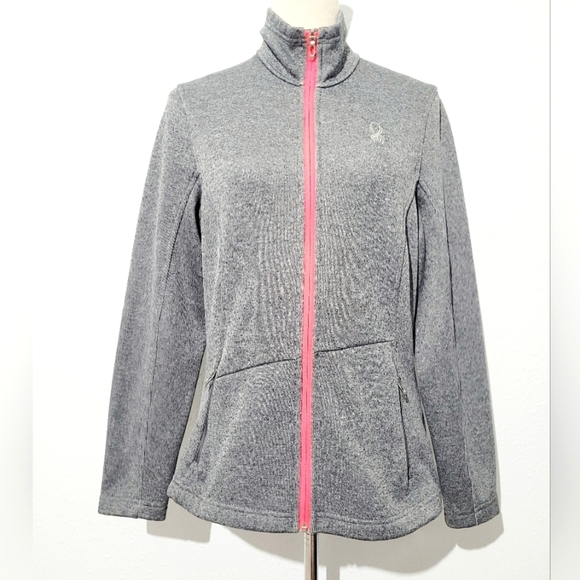 Spyder Core Sweater Fleece Jacket Womens Size Large Gray Full Zip 100% Polyester - Picture 1 of 13